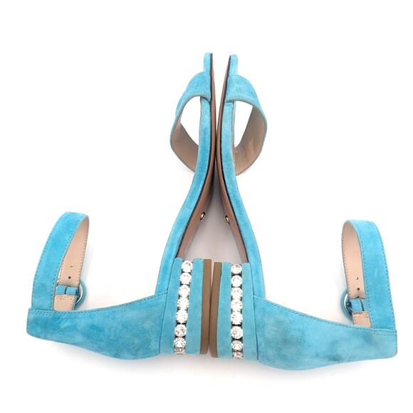 Pelle Moda Nita Ankle Strap Sandal Women's Crystal Trim Aqua Size US6M EU37 - Picture 7 of 10